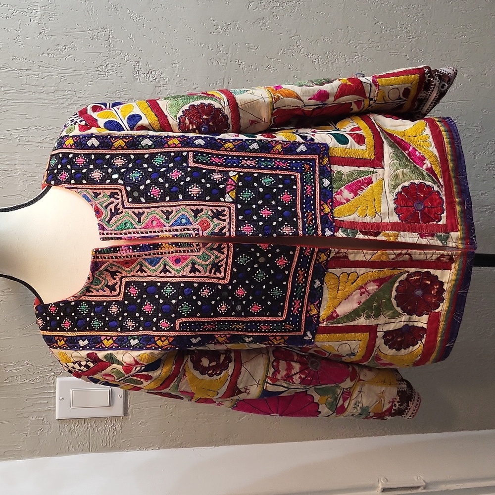 Vintage Handcrafted Peruvian Embroidered Mixed Multi Color Jacket